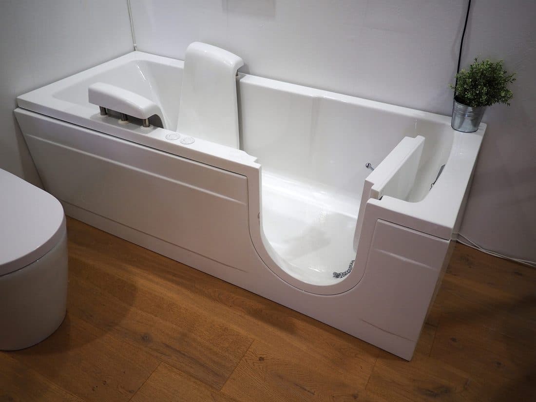 Walk-in tub in a modern bathroom